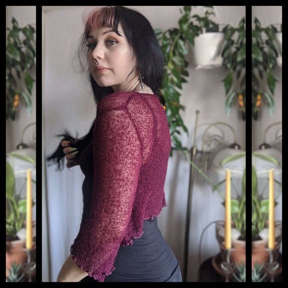 Stretchy Burgundy Cardigan - Picture 3 of 3